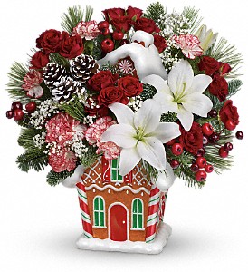 Candy Cottage Bouquet PM Christmas Gift Arrangement in Los Angeles, CA | MY BELLA FLOWER