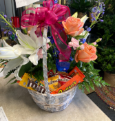 Candy & Floral Combo Basket  Basket 