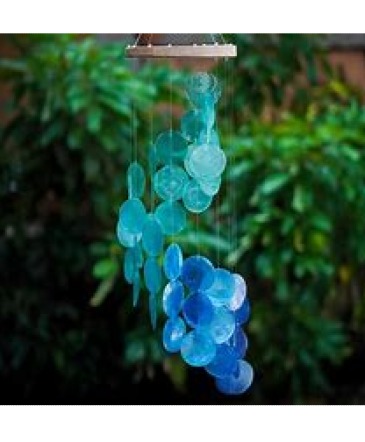 Capiz Spiral Chime Blue Water in Portland, MI | COUNTRY CUPBOARD FLORAL