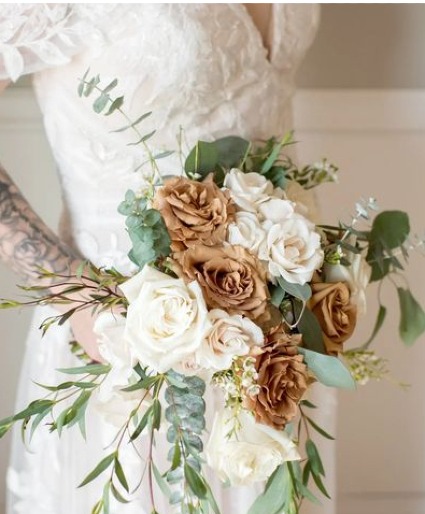 Cappuccino and Ivory rose bridal bouquet Bridal bouquet