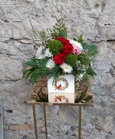 Cardinal and Holly Arrangement 