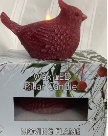 CARDINAL CANDLE Battery Operated Moving Flame Cardinal Candle