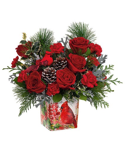 cardinal cheer bouquet   christmas
