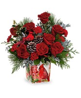 Cardinal Cheer Cube bouquet