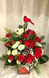 Cardinal Christmas Floral Design