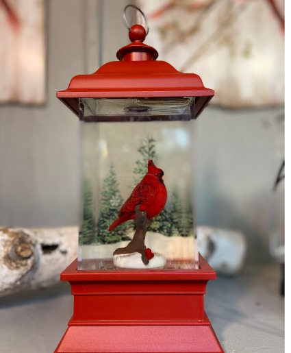 Cardinal Christmas snow globe