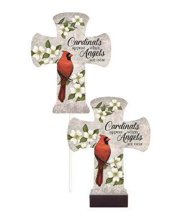 Cardinal Cross Stake/Pedestal  in Plum, PA | FOREVER GREENE FLOWERS INC.