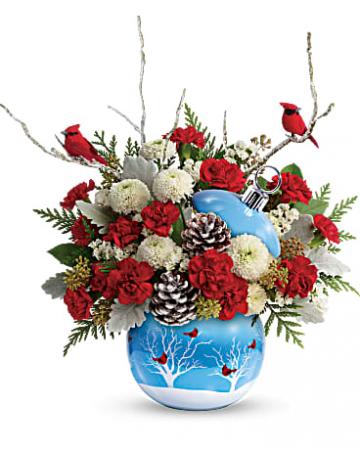 Cardinal Ornament Christmas arrangement