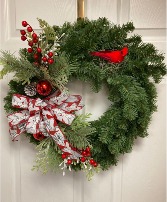 Cardinal themed wreath Permanent botanical 