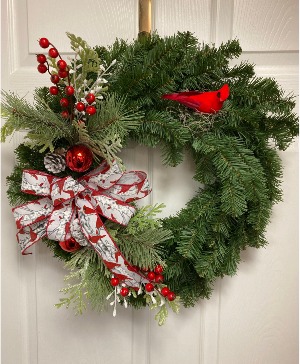 Cardinal themed wreath Permanent botanical 