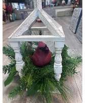 Cardinal with fresh  christmas 