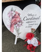 Cardinal wooden heart 