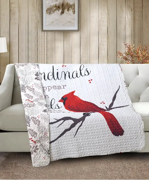 "Cardinals Appear" - Quilted Throw 