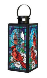 "Cardinals Appear" Stained Glass Lantern 