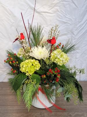 Cardinals Appear Vase Arrangement