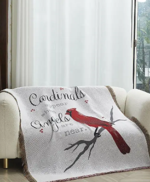"Cardinals Appear" - Woven Tapestry Throw 
