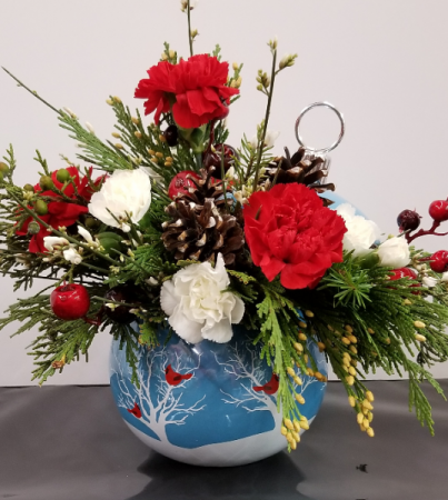 Cardinals in the Snow Fresh in keepsake ornament