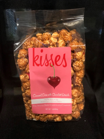 Carmel Corn with Chocolate Drizzle Valentine Candy