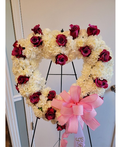 Carnation and Rose Heart Standing Easel