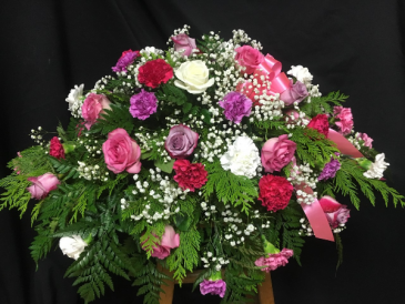 Carnation and Roses Casket Spray in Red Lake, ON | FOREVER GREEN GIFT BOUTIQUE