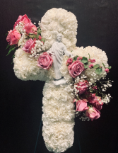 Carnation Cross with Pink Rose detail 
