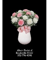 Carnation Kiss Fresh Cut Flowers in a Keepsake Container