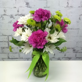 Carnations and Daisies Flower Vase