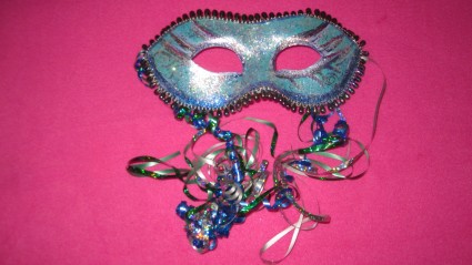 carnival mask blue hair piece