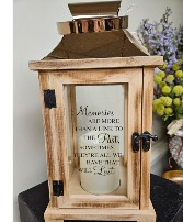 Carson wooden LED lantern with "Memories" script 13.5x6.25x6.25