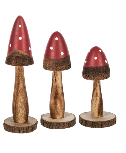 Carved Mushroom Trio 