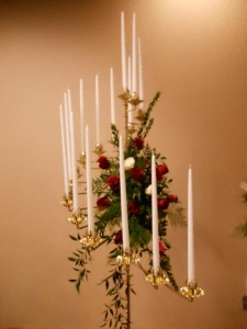 Cascade Candleabra Rental With Roses