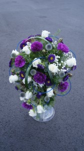 Cascading Purple and White Wedding Bouquet