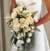 Cascading Splendor White Roses and Lilies