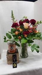 Cashmere Golden Florals & Gifts Fresh Floral arrangement with Musk scented Candle