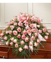 Casket Cover Pink Roses Traditional