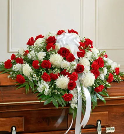 Casket Cover Red & White - 00370 