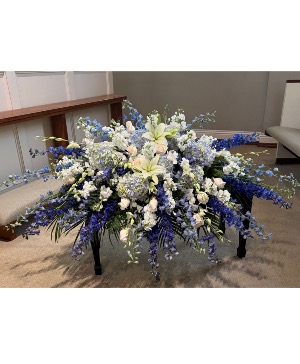 Casket piece  blues and white  Casket piece