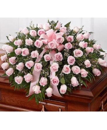 Casket Pink Rose  in Hagerstown, MD | TG Designs - The Flower Senders
