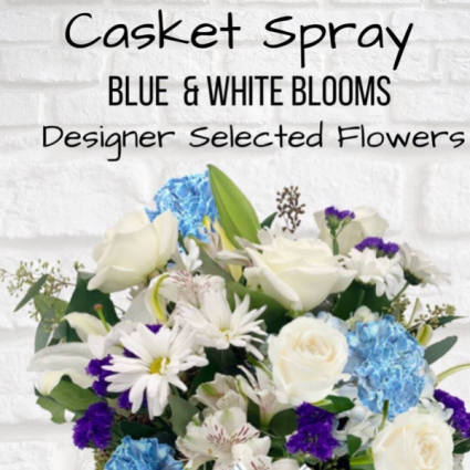 Casket Spray-Blue & White