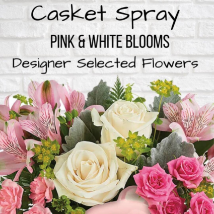 Casket Spray-Pink & White