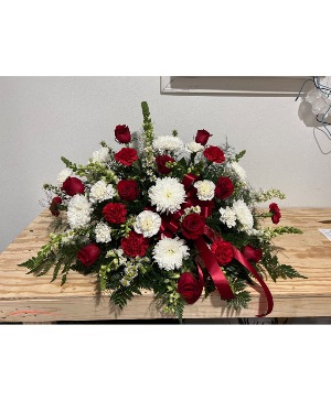 Casket Spray Red and White Funeral
