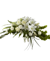 Casket Spray Small - White & Green  