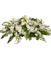 Casket Spray - White & Green 