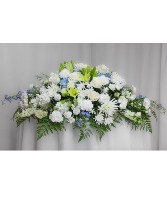 Whites, Blues, touch of Green  Casket Spray - Call or stop in to order