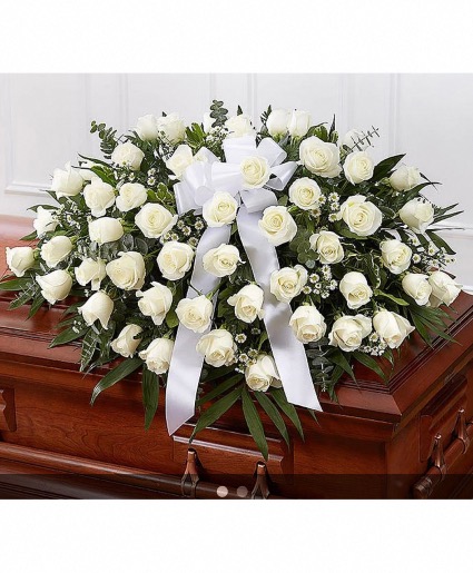 Casket white roses  