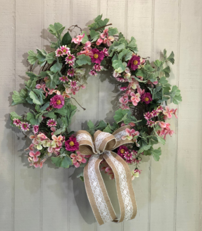 Casual Pink Wreath Powell Florist Exclusive