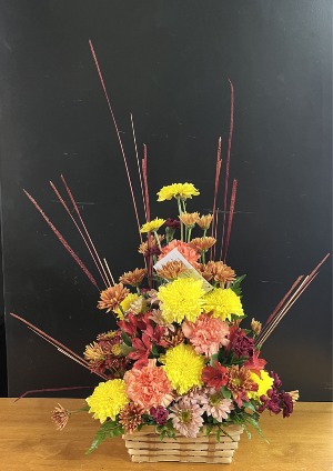 Cattails and Grace Funeral table basket