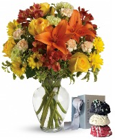 CELEBRATE With A Bouquet and Cookie Set  Flower Options Available