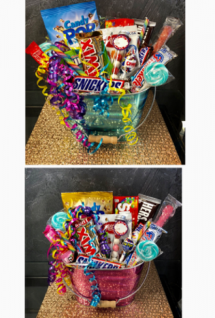Celebration Candy Bucket in Blue or Pink