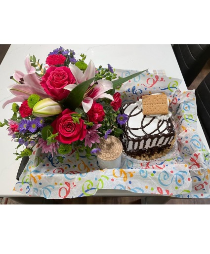 Celebration Combo Flowers-Fresh Bakery Cake-Candle